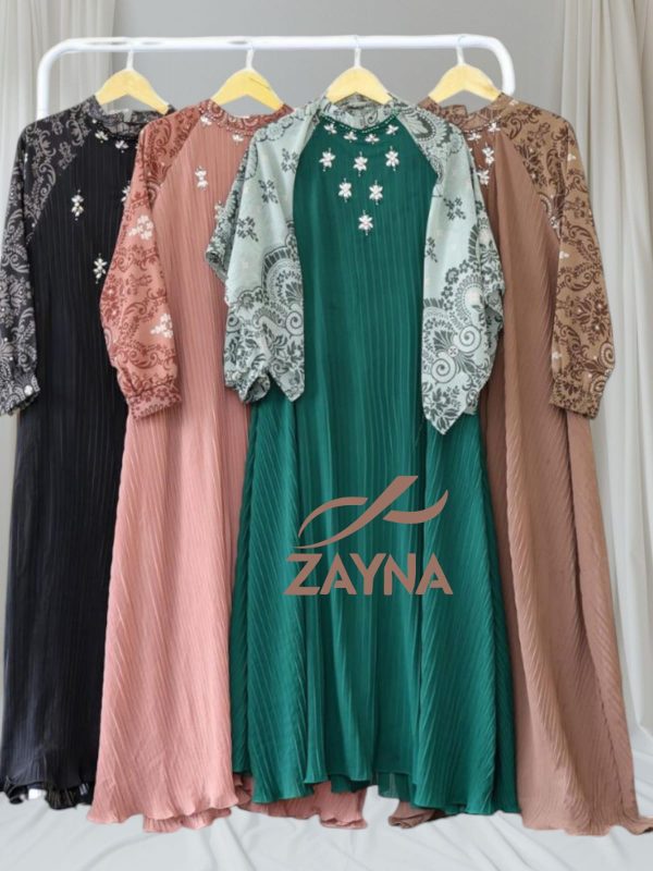 Gamis Plisket set kerudung - Gambar 2