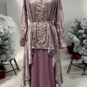 Gamis plisket mix aramani silk